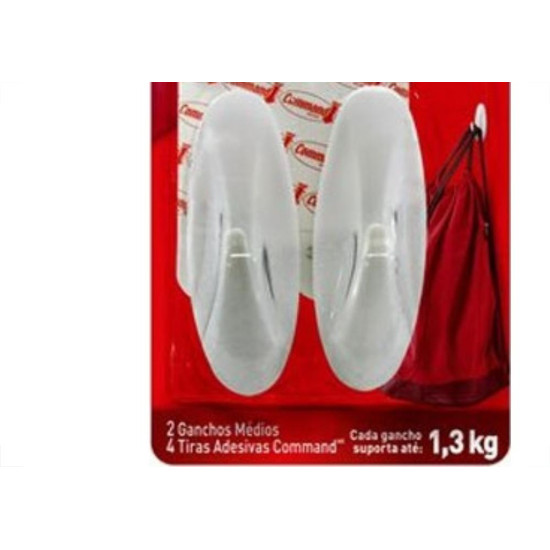 Gancho Adesivo 3M Designer Medio 2 Pecas Branco H0002040865 Gancho Adesivo 3M Designer Medio 2 Pecas Branco H0002040865