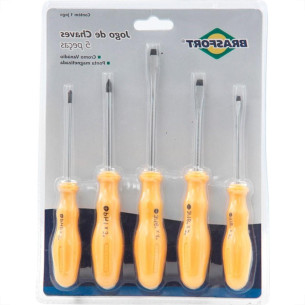 Chave Fenda/Phillips Brasfort Magnetica Com 05 Pecas 8027