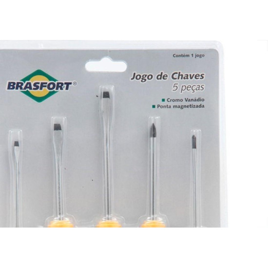 Chave Fenda/Phillips Brasfort Magnetica Com 05 Pecas 8027 Chave Fenda/Phillips Brasfort Magnetica Com 05 Pecas 8027