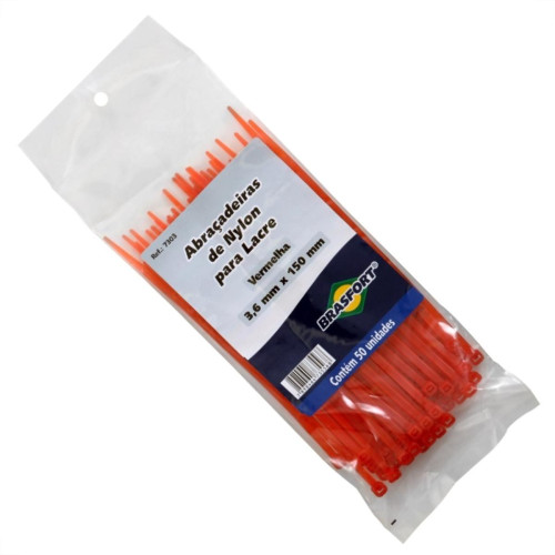 Abracadeira Nylon Brasfort Vermelha 3,6X150 50 Pecas 7303 Abracadeira Nylon Brasfort Vermelha 3,6X150 50 Pecas 7303