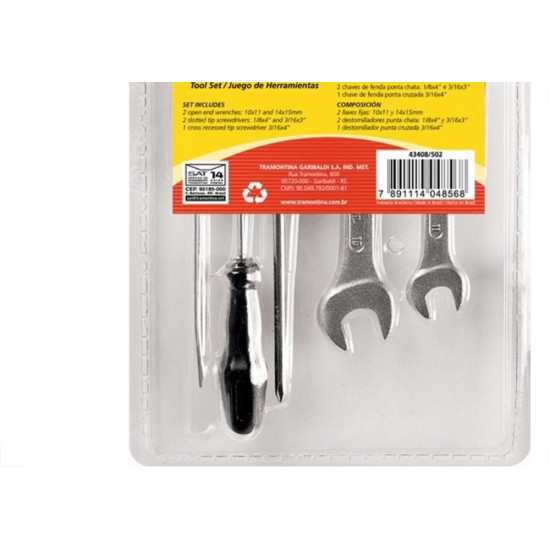 Kit Tramontina Chave De Fenda+Fixa 5 Pecas