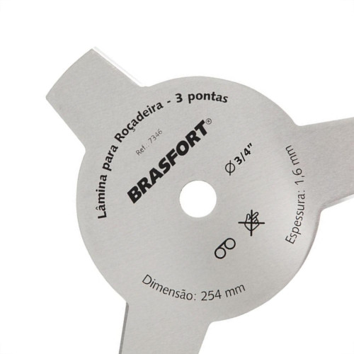 Lamina Rocadeira 3Pontas Brasfort Furo 3/4'' 7346 Lamina Rocadeira 3Pontas Brasfort Furo 3/4'' 7346