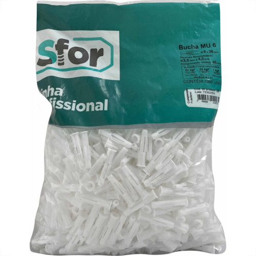 Bucha Fixacao Sforplast Baiano/Gesso 06 1000 Pecas 25