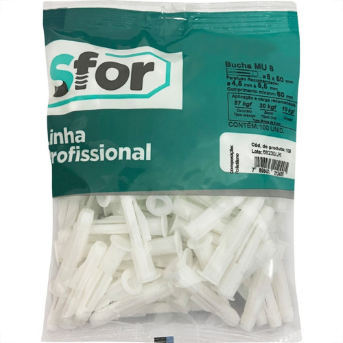 Bucha Fixacao Sforplast Baiano/Gesso 08 100 Pecas 108