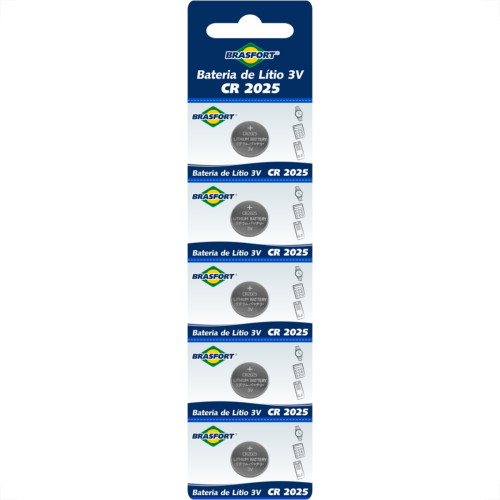 Pilha Brasfort Bateria 03V Cr2025 Com 1 Peca 7441 - Kit C/5 Pilha Brasfort Bateria 03V Cr2025 Com 1 Peca 7441 - Kit C/5