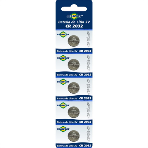 Pilha Brasfort Bateria 03V Cr2032 7442 - Kit C/5 Pilha Brasfort Bateria 03V Cr2032 7442 - Kit C/5