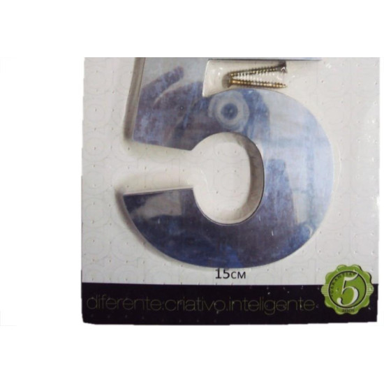 Numero Aluminio Espelhado 5 15Cm 19 Numero Aluminio Espelhado 5 15Cm 19