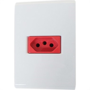 Conjunto Tramontina Liz 4X2 Branco Com Placa (1 Tomada 20A Vermelha) 