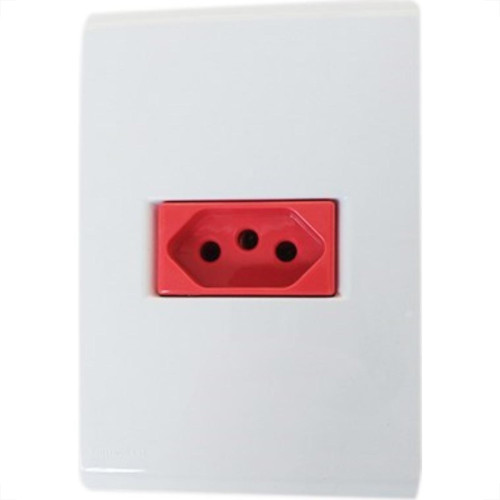 Conjunto Tramontina Liz 4X2 Branco Com Placa (1 Tomada 20A Vermelha) 