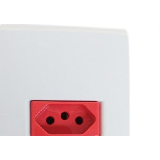 Conjunto Tramontina Liz 4X2 Branco Com Placa (1 Tomada 20A Vermelha) 