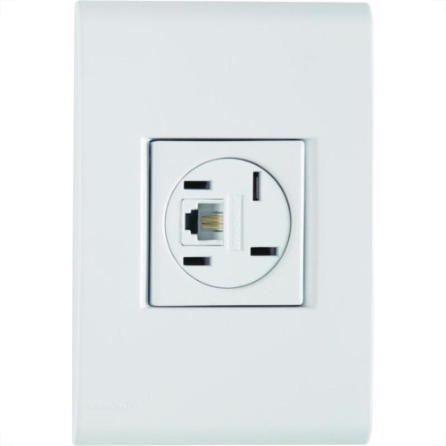 Conjunto Tramontina Liz 4X2 Branco Com Placa (1 Tomada Fone+Rj11) 