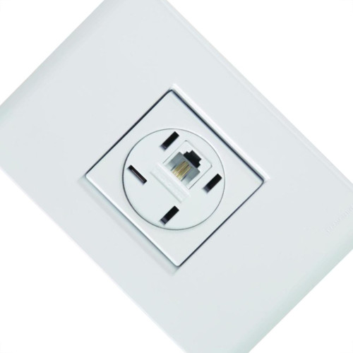 Conjunto Tramontina Liz 4X2 Branco Com Placa (1 Tomada Fone+Rj11) 