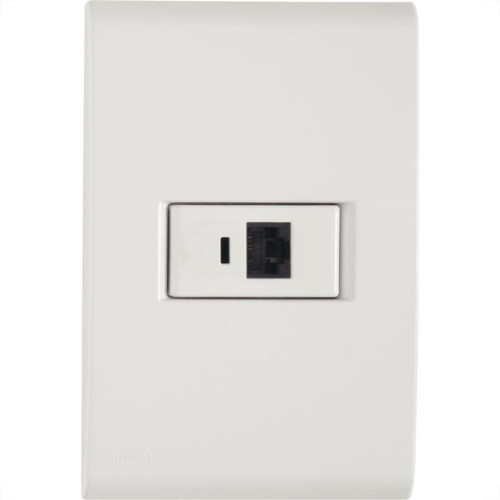 Conjunto Tramontina Liz 4X2 Branco Com Placa (1 Tomada Rj11) 