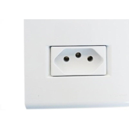 Conjunto Tramontina Liz 4X2 Branco Com Placa (1 Simples+Tomada 10A) 