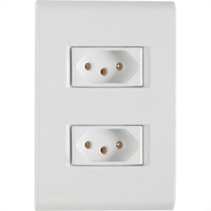 Conjunto Tramontina Liz 4X2 Branco Com Placa (2 Tomadas 10A) 