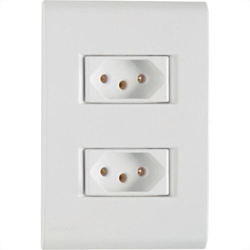 Conjunto Tramontina Liz 4X2 Branco Com Placa (2 Tomadas 10A) 