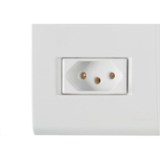 Conjunto Tramontina Liz 4X2 Branco Com Placa (2 Tomadas 10A) 