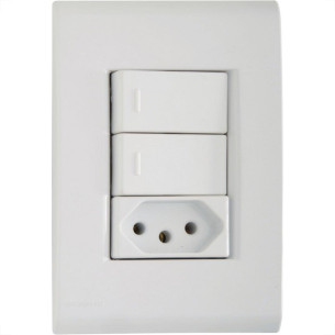 Conjunto Tramontina Liz 4X2 Branco Com Placa (2 Simples+Tomada 10A) 