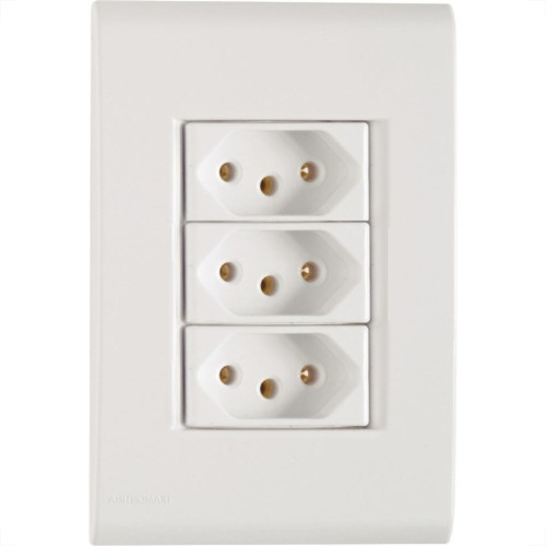 Conjunto Tramontina Liz 4X2 Branco Com Placa (3 Tomadas 10A) 