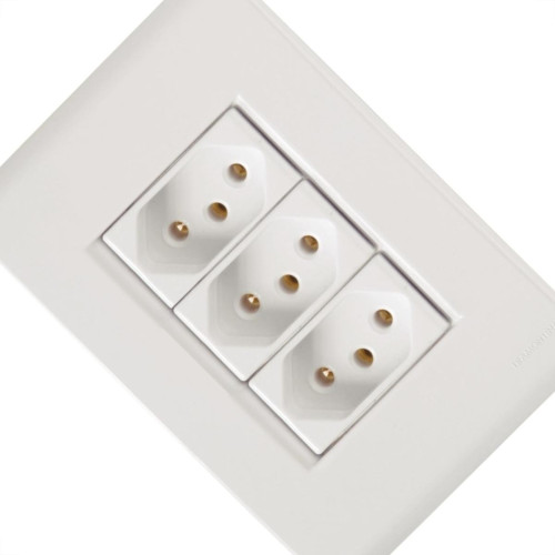 Conjunto Tramontina Liz 4X2 Branco Com Placa (3 Tomadas 10A) 