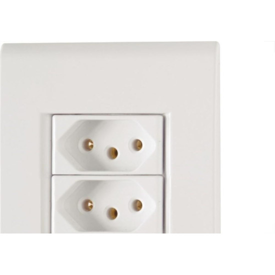 Conjunto Tramontina Liz 4X2 Branco Com Placa (3 Tomadas 10A) 