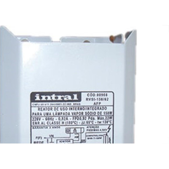 Reator Intral Vapor Sodio Interno 150W Ignitor+Capacitor Alto Fator 908