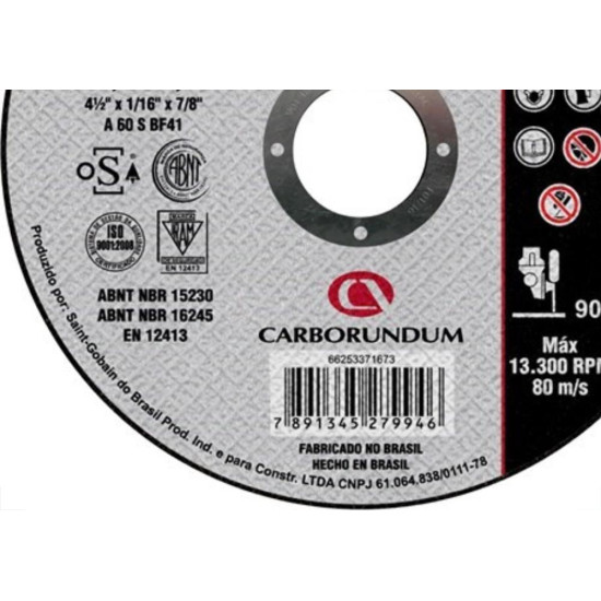 Disco De Corte Para Inox Carborundum 4.1/2 X 1,6Mm Ltw Disco De Corte Para Inox Carborundum 4.1/2 X 1,6Mm Ltw