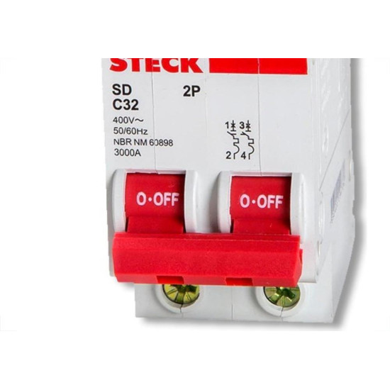 Kit C/4 - Disjuntor Steck Din Bipolar 50A Sd62 C Sdd62C50 Kit C/4 - Disjuntor Steck Din Bipolar 50A Sd62 C Sdd62C50