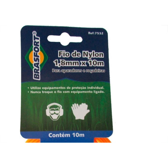 Fio De Nylon Brasfort Redondo 1,8Mm/ 10M 7532 Fio De Nylon Brasfort Redondo 1,8Mm/ 10M 7532