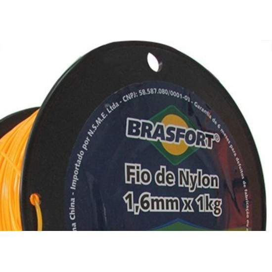 Fio De Nylon Brasfort Redondo 1,6Mm/430M 1Kg 7537 Fio De Nylon Brasfort Redondo 1,6Mm/430M 1Kg 7537