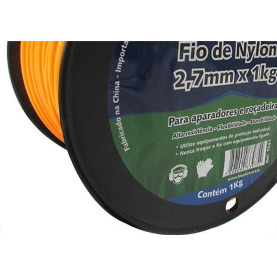Fio De Nylon Brasfort Redondo 2,7Mm/150M 1Kg 7541 Fio De Nylon Brasfort Redondo 2,7Mm/150M 1Kg 7541