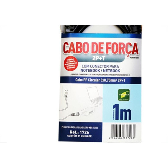 Cabo Forca Note Daneva 3X0,75 3P1M Dn1726 Cabo Forca Note Daneva 3X0,75 3P1M Dn1726