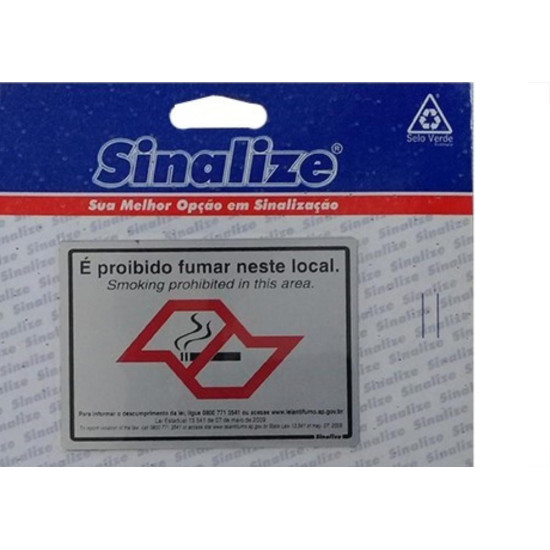 Placa Sinalizacao Aluminio 07X10 ''Proibido Fumar'' 2 Pecas 100Dj Placa Sinalizacao Aluminio 07X10 ''Proibido Fumar'' 2 Pecas 100Dj