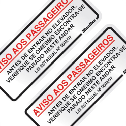 Placa Sinalizacao Aluminio 15X06 ''Aviso Elevador'' 2 Pecas 120Bk Placa Sinalizacao Aluminio 15X06 ''Aviso Elevador'' 2 Pecas 120Bk