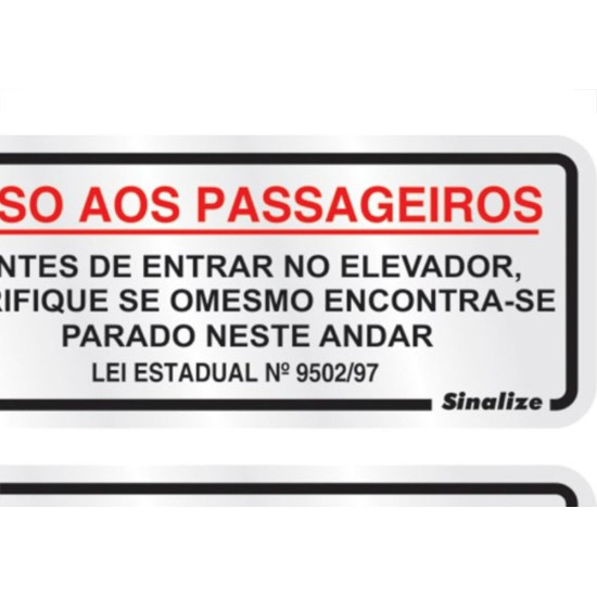 Placa Sinalizacao Aluminio 15X06 ''Aviso Elevador'' 2 Pecas 120Bk Placa Sinalizacao Aluminio 15X06 ''Aviso Elevador'' 2 Pecas 120Bk