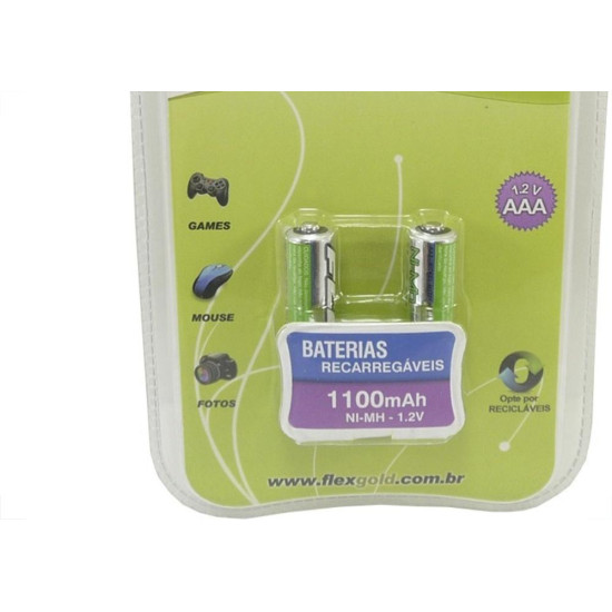 Pilha Recarregavel Flexgold Palito ''Aaa'' 2 Pecas 1100Mah Fx-Aaa11B2 Pilha Recarregavel Flexgold Palito ''Aaa'' 2 Pecas 1100Mah Fx-Aaa11B2