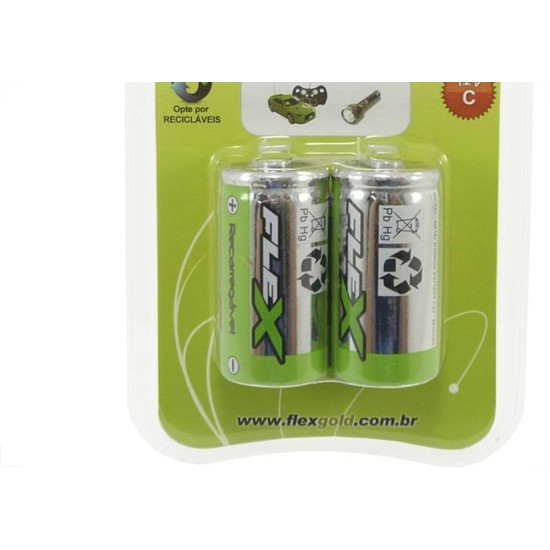 Pilha Recarregavel Flexgold Media ''C'' Com 2 Pecas 2900Mah Fx-C29B2 Pilha Recarregavel Flexgold Media ''C'' Com 2 Pecas 2900Mah Fx-C29B2