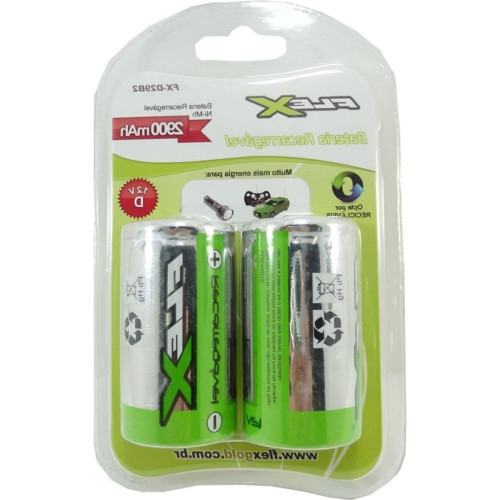 Pilha Recarregavel Flexgold Grande ''D'' Com 2 Pecas 2900Mah Fx-D29B2 Pilha Recarregavel Flexgold Grande ''D'' Com 2 Pecas 2900Mah Fx-D29B2