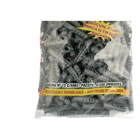 Bucha Fixacao Ivplast Com Anel 12 Saco 250 Pecas