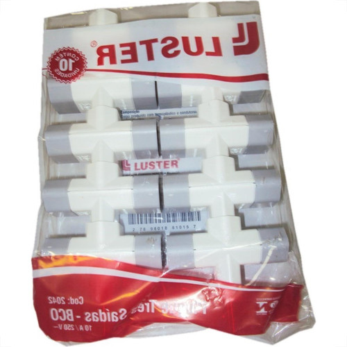 Pino 3 Saidas 2 Polos Luster Branco 2042 - Kit C/10 Pino 3 Saidas 2 Polos Luster Branco 2042 - Kit C/10