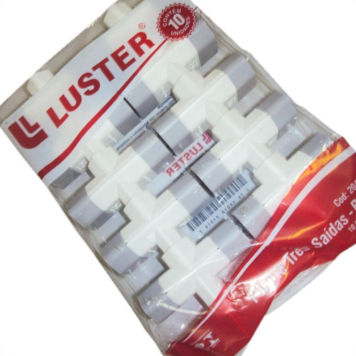 Pino 3 Saidas 2 Polos Luster Branco 2042 - Kit C/10 Pino 3 Saidas 2 Polos Luster Branco 2042 - Kit C/10