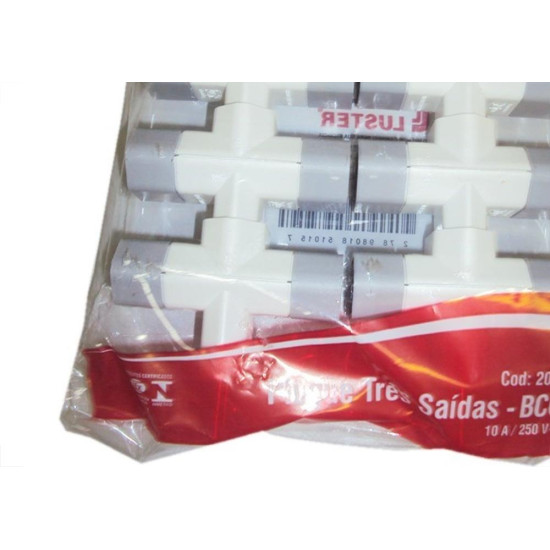 Pino 3 Saidas 2 Polos Luster Branco 2042 - Kit C/10 Pino 3 Saidas 2 Polos Luster Branco 2042 - Kit C/10
