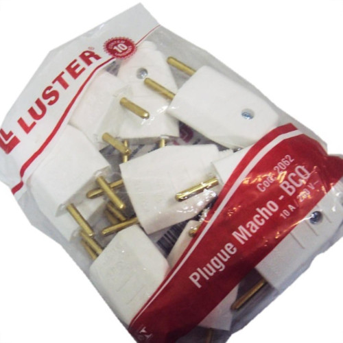 Pino Macho 2 Polos Luster 10A Branco 2062 - Kit C/10 Pino Macho 2 Polos Luster 10A Branco 2062 - Kit C/10