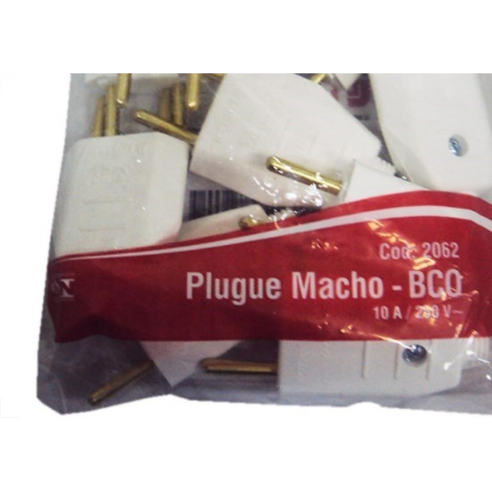 Pino Macho 2 Polos Luster 10A Branco 2062 - Kit C/10 Pino Macho 2 Polos Luster 10A Branco 2062 - Kit C/10