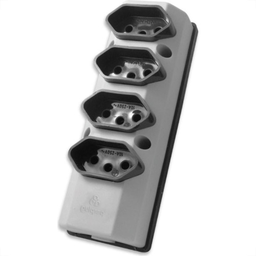 Tomada Barra Perlex Quadrupla 2 Polos +Terra 10A Cinza 2200/2 Tomada Barra Perlex Quadrupla 2 Polos +Terra 10A Cinza 2200/2