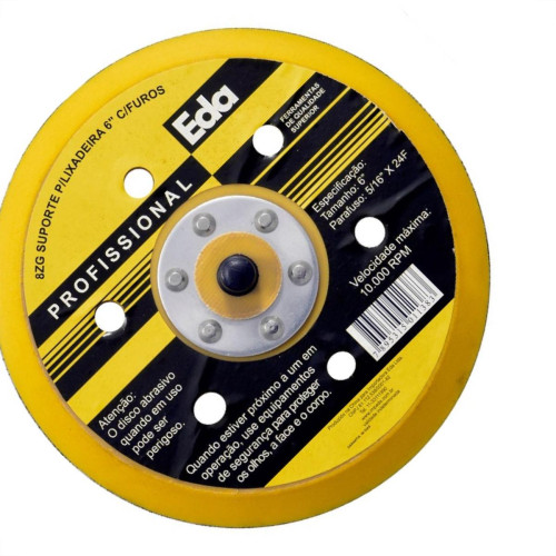 Disco Borracha Eda Para Lixadeira 6 Furo 6'' Com Velcro 8Zg Disco Borracha Eda Para Lixadeira 6 Furo 6'' Com Velcro 8Zg