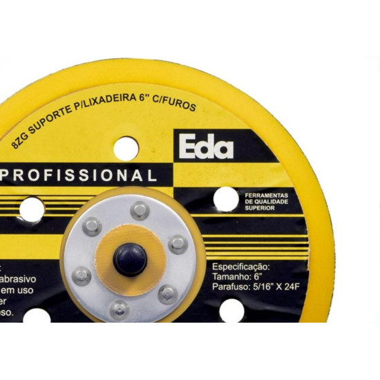 Disco Borracha Eda Para Lixadeira 6 Furo 6'' Com Velcro 8Zg Disco Borracha Eda Para Lixadeira 6 Furo 6'' Com Velcro 8Zg