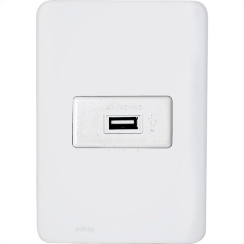 Conjunto Perlex Aros 4X2 Branco Com Placa(1Tomada Usb) 7317 Conjunto Perlex Aros 4X2 Branco Com Placa(1Tomada Usb) 7317