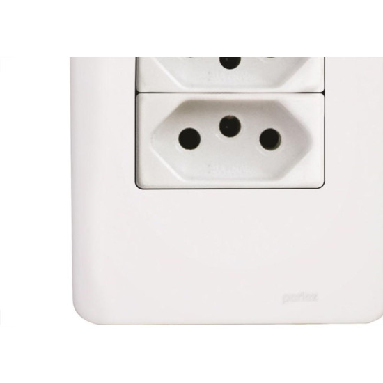Kit C/2 - Conjunto Perlex Aros 4X2 Branco Com Placa(2Toma...