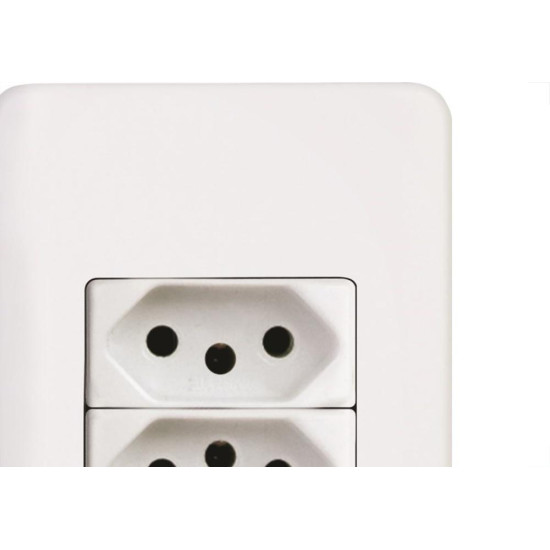 Kit C/2 - Conjunto Perlex Aros 4X2 Branco Com Placa(2Toma...